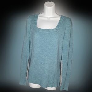 Super Soft Rickis Sz M teal square neckline sweater